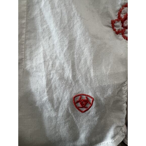 Ariat Western Rodeo Indie Long Sleeve White Embroidered Pearl Snap Shirt ,Small - Picture 5 of 8
